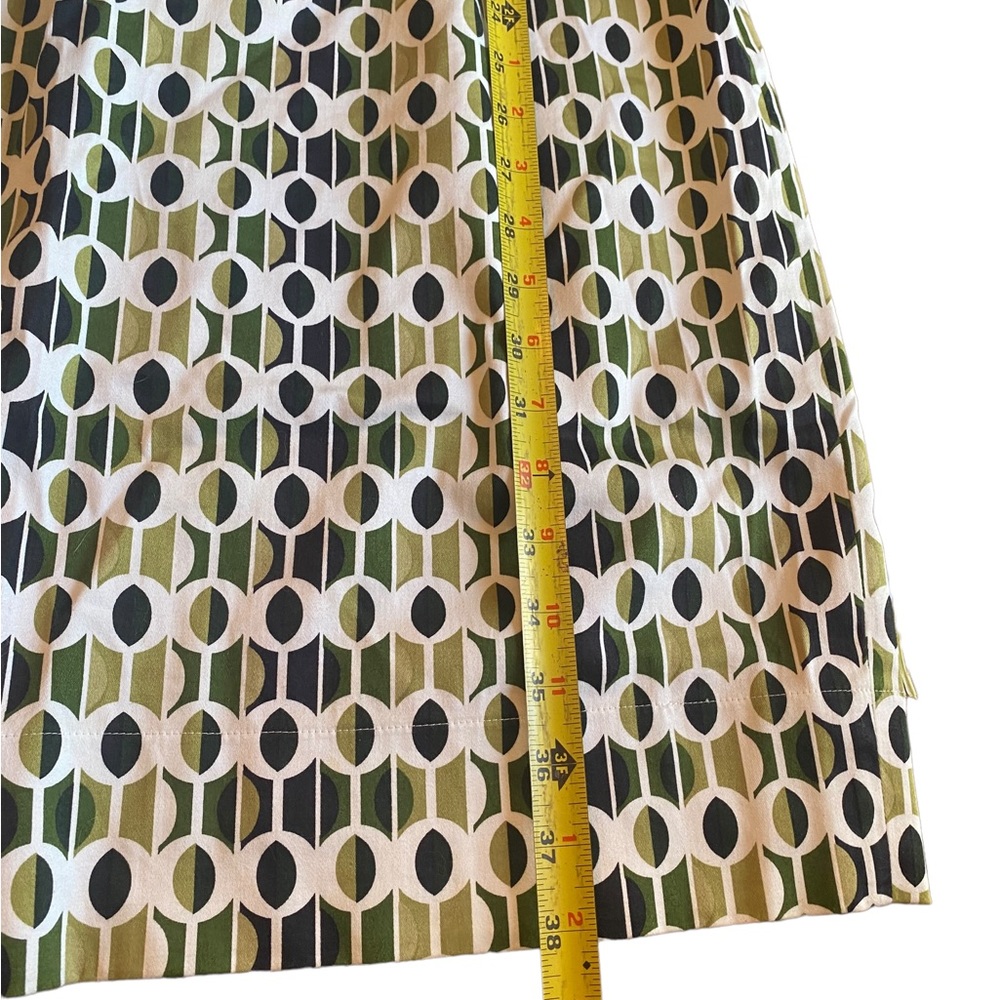 Julian Taylor Sleeveless Ruffled Dress with Retro Green Patterning - Picture 12 of 15